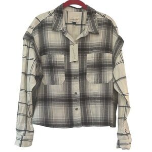 Universal Thread Crop Flannel Button Front Shirt NEW Size L Grunge 90s Retro